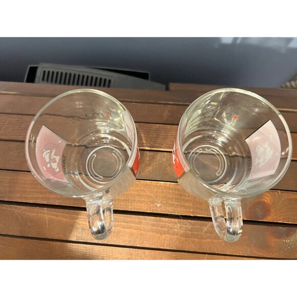 Macy's 2006 Red Santa Bear Glass Mugs Set of‎ 2 Christmas Drinkware Dept Store - Picture 5 of 6